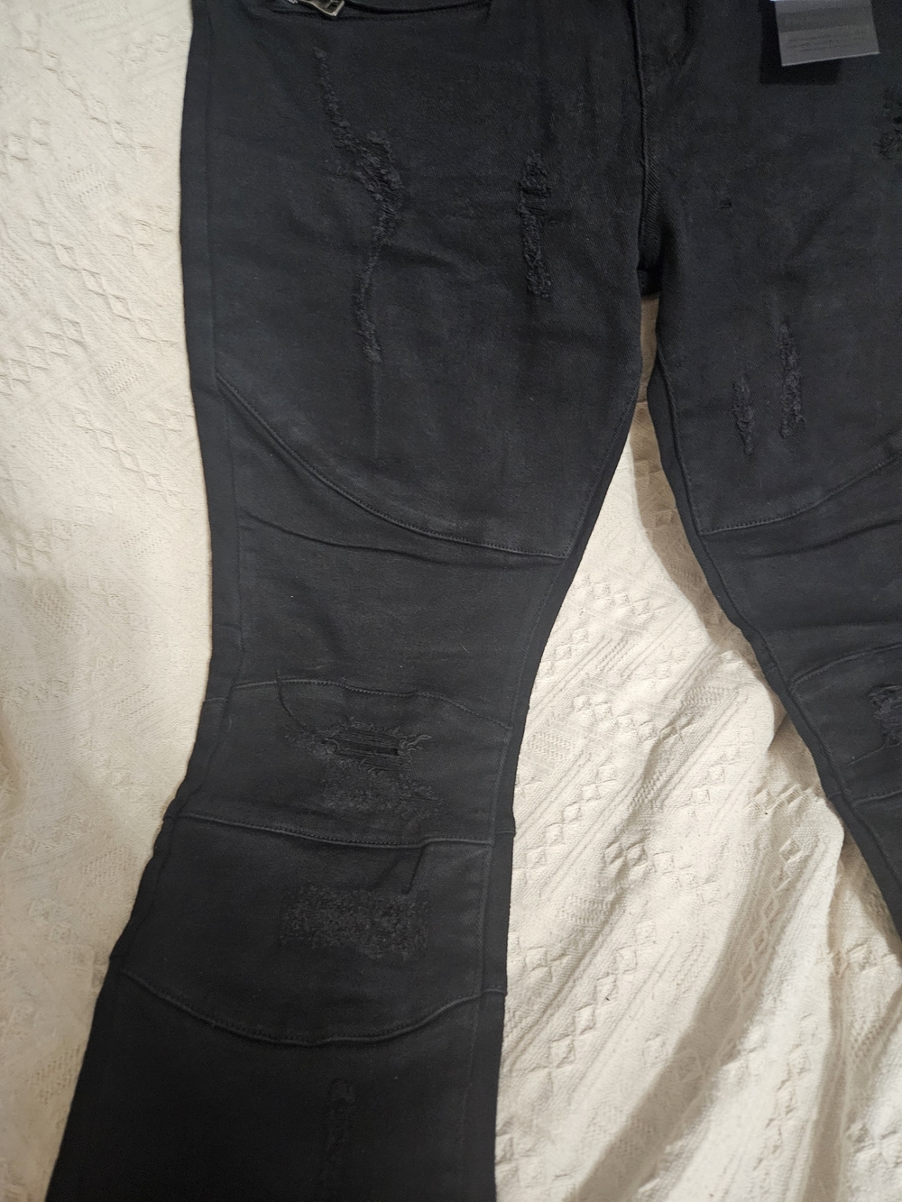 Beat & Rhythm Men's Black Distressed Moto Biker Slim Jeans DP871 36x34 NWT - Picture 3 of 7